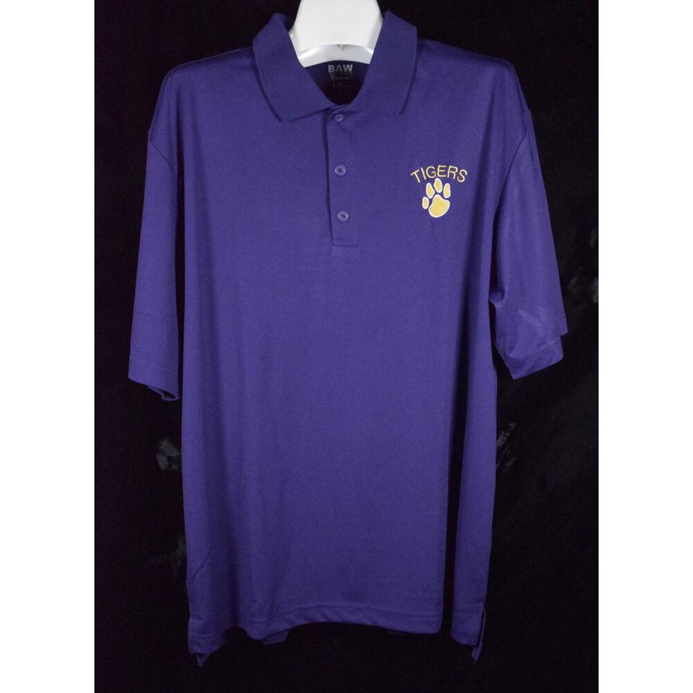 LSU Tigers Purple Polo Baw Athletic Wear Embroidery Paw Print Extreme-Tec Sz L
